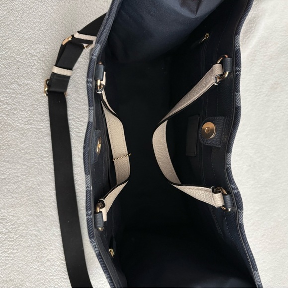 Coach Dark Blue and Cream Signature Tote - Picture 3 of 6